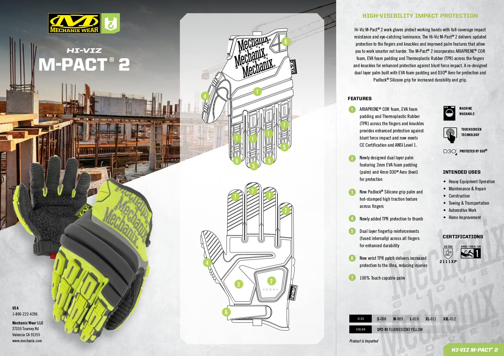 mechanix-wear-m-pact-hi-viz-m-pact-2-arbeitshandschuh-m image 6