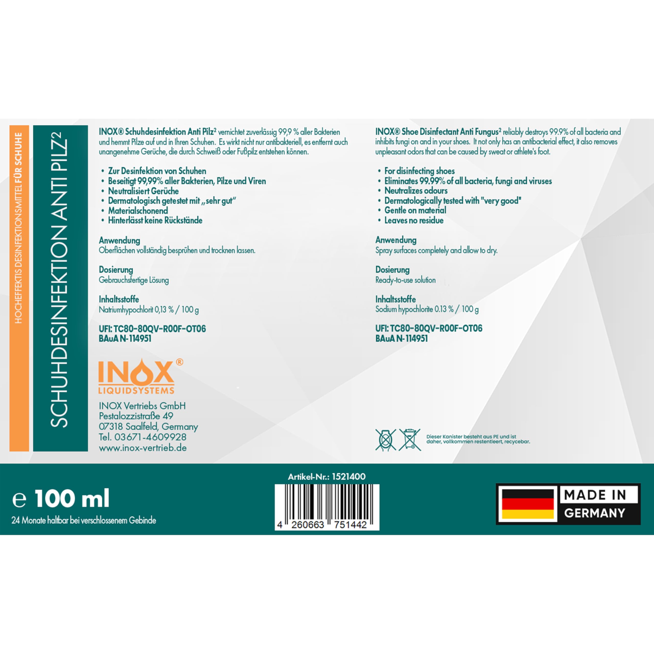 inox-desinfektion-schuhspray-2x100-ml-geruchsentferner image 2